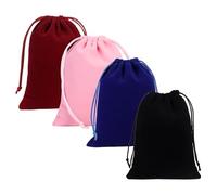 4Pcs Velvet Gift Bags, 7.08 X 5.11inch Velvet Drawstring Pouches, Dice Bag Small Drawstring Bag, Reusable Velvets Storage Bags and Travel Organizer for Tarot Rune Jewellery Crystal