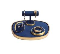 4Pcs Velvet Jewelry Display Tray Set Gold Frame Holder