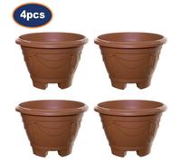 4Pcs Venetian Round Planter With Legs Terracotta Flower Pots Garden Patio 34Cm