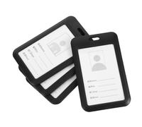 4pcs Vertical Badge Holder with Clear Window Hard Plastic Card Case for Id Credit and Access Cards and Easy to Attach for Office and School Use