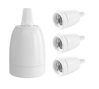 4PCs Vintage Ceramic Lamp Socket E27 Base Lamp Holder With Cord Grips, Industrial Porcelain Lamp Light Bulb Holder - White