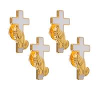 4pcs Vintage Cross Brooch Pin for Men Women Alloy Golden Religious | Prayer Motif, Secure Alloy Design, Resisting Tarnish, Spiritual Occasions, Elegant Church Style