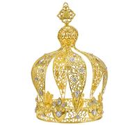 4Pcs Vintage Crown Cake Topper with Rhinestone Metal Birthday Wedding Golden