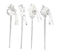 4pcs Vintage Flower Tassel Hair Sticks Elegant Hairpins for Women Traditional Chinese Style Hair Accessories for Daily Wear and Special Occasions
