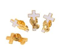 4pcs Vintage Gold Plated Cross Brooch Pin for Men and Women | Alloy Construction, Praying Hand Motif, Prayer Activities and Daily Wear, Secure Design with Fading Resistance
