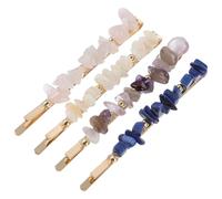 4pcs Vintage Hair Pins Alloy and Natural Stone for Women | Elegant Bright Finish, Secure Side and Short Styles, Party Bridesmaids Office Christmas New Year Use Random Style