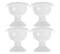 4pcs Vintage Half Urn Wall Planter Plastic White Textured Drainage