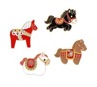 4Pcs Vintage Horse Accent Brooch Elegant Statement Chest Jewelry Gift Excellant Craftsmanship Unisex Lapel Pin Elegant Gift Jewelry