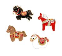 4Pcs Vintage Horse Accent Brooch Elegant Statement Chest Jewelry Gift Excellant Craftsmanship Unisex Lapel Pin Vintage Modern Badge Pin