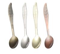 4pcs Vintage Leaf Shaped Dessert Scoops Stainless Steel