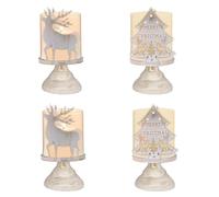 4PCS Vintage Metal Pillar Candle Holders Hurricane Candlestick Candle Holders for Christmas Home Table Centres Kitchen Mantle Fireplace Decorations