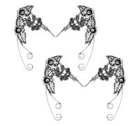 4pcs Vintage Silver Alloy Leaf Flower Ear Bone Clip Earrings for Women