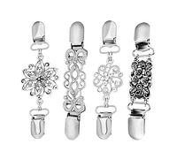 4pcs Vintage Sweater Clip Creative Silver Cardigan Chain Clips for Women Stylish Accent for Sweaters Shawls and Blouses for Casual and Formal Occasions