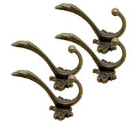 4pcs Vintage Wall Hooks Heavy Duty Zinc Alloy for Hallway Entrance | Antique Copper Finish, Solid Metal Build, Screw Holes 0.75 Inches Apart, Drill Mount Installation