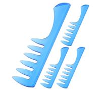 4pcs Vintage Wide Tooth Styling Hair Comb for Men, Blue Plastic | Detangling and Smooth Glide for Damp Hair, Precision Cuts and Blowout Use, Salon Grooming Accessory