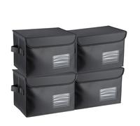 4PCS Vinyl Record Storage Box Holds 60 7-Inch Records Stackable Collapsible Records Case LP Organizer Crate with Dust-Proof Lid Portable Handle for Collecting Valuable Album