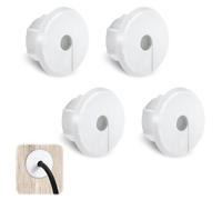4Pcs Wall Cable Pass Through Grommet, 1'' Plastic Cable Feed Through Bushing, Compatible Wall Hole Cable Routing Kit, Cords Hole Covers Wall Bushing Grommet for Cables Wires Furniture (White)