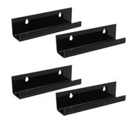 4pcs Wall Mounted Acrylic Record Display Stand for 7 Inch Albums | Black Finish, Angled Floating Shelf Design, Expandable Horizontal Extension, for Studios or Rental Spaces