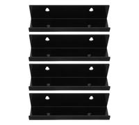 4pcs Wall Mounted Record Album Display Holder, Black Acrylic, 7 Inch | Slanted Ledge, Modular Wall Mount Design, for Record Sleeves and CDs in Rental Spaces or Living Rooms