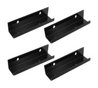 4pcs Wall Mounted Record Display Stand Acrylic Black 17.8x4.3x4.3cm | Slanted Ledge, Scratch-Reduction Angle, for Vinyl Albums and Record Sleeves, Studio or Compact Spaces