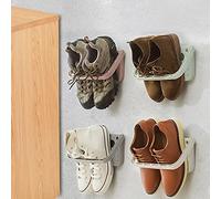 4Pcs Wall Mounted Shoes Rack Small Folding Hanging Space Saver Shelf for Shoes Storage Rack, without Drilling Draining Removable Shoes Plastic for Entryway Over the Door Shoe Hangers Max Hold 10KG