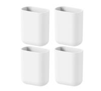 4pcs Wall Mounted Toothbrush Holder Basket, ABS White | Drainage Holes, Quick Drying Basket, for Tile Walls and Kitchen Storage, Strong Load Bearing Design