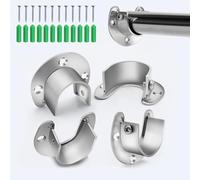 4PCS Wardrobe Rail Bracket Curtain Pole Brackets - TRACOMPAN Wardrobe Rails and Fittings for 25mm Wardrobe Pole and Fitting | Fittings Flange Rail Rod Holder with Screws | Wardrobe Rail Hanger Bracket