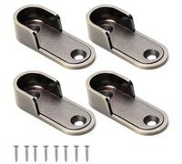 4pcs Wardrobe Rail Bracket, Zinc Alloy Champagne Black Gold Silver Flange Holder For Hanging Clothes(Gold)(Black)