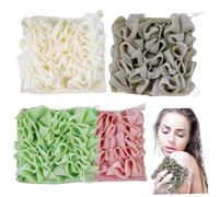 4Pcs Washcloth Loofah Combo, 4 Color 6.7in Fine Mesh Loofah Washcloth with Drawstring Fast Foaming Bath Loofah Exfoliating Bath Washcloths Shower Supplies