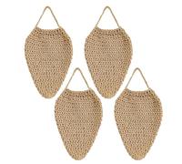 4Pcs Wasp Nest Decoy, 8x14 Faux Crochet Hanging Practical Fake Wasp Nest Deterrent for Patio Garden Yard Eaves Uses, Light Brown