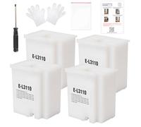 4pcs Waste Ink Pad Replacement Compatible for Epson Ecotank ET-2800 ET-2803 ET-2400 ET-2720 ET-4700 ET-2711 ET-4800 L3110 L3250 L3150 L3210 etc. Printers, Maintenance Box with Zeroing Software