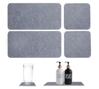 4pcs Water Absorbent Diatomite Tray, Fast Drying Stone Sink Tray Quick Drying Soap Tray Water Absorbent Diatomite Coasters Water Absorbing Stone Hand Soap Holder for Bathroom (Dark Gray)