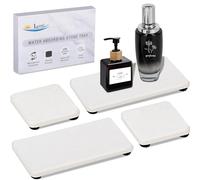 4PCS Water Absorbing Stone Tray for Sink, Fast Drying Stone Sink Tray, Water Absorbent Diatomite Trays, Diatomaceous Coaster, Stones Drying Trays for Bathroom Sinks and Kitchen Counter