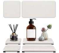 4PCS Water Absorbing Stone Tray, Quick Drying Diatomite Stone Sink Tray, Water Absorbent Stone Coasters for Bathroom Counter, Kitchen Soap Dish Holders Toothbrush Holders in Modern Home