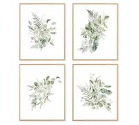 4PCS Watercolor Sage Green Eucalyptus Botanical Wall Art Prints, Wildflower Painting Flowers Posters for Home Spa Office, Unframed (40x50cm)
