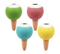 4Pcs Watering Device,500ml Large Capacity Plant Watering Globes Automatic Plastic Spikes Globes with Glass Lid for Indoor and Outdoor Potted Plants for Vacation Busy People (Four colors)