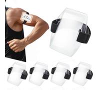 4Pcs Waterproof Armband ID Card Holder, Adjustable Elastic Strap Arm Badge Holder Clear Plastic Name Tag for Office Staff, Employees, Students - Universal Transparent Sleeve