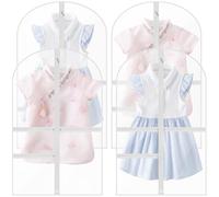 4PCS Waterproof Clothes Covers,39Inch Dance Costume Bag with Zipper Pockets Foldable Suit Protector Bags for Women,Kids Dance Costume Garment Bag Hanging Dress Bags for Storage Travel(White)