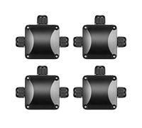 4PCS Waterproof Junction Boxes, Black IP68 3-Way Cable Connectors, Ø5.5mm-10.2mm Outdoor Lighting Cable Junction Box