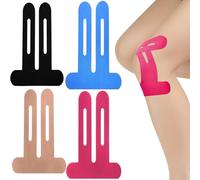 4PCS Waterproof Knee Support Tape, Breathable Precut Kinesiology Tape Knee Support, Precut Kinesiology Tapes for Knees, Elastic Sports Strips for Pain Relief, Stability & Muscle Support in Sports