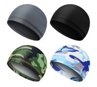 4Pcs Wave Cap for Men Silky Durags Elastic Band Wave Caps for 360 540 720 Waves Soft Breathable Satin Durag Unisex Adults Kids Skullies Beanies Hats Shower Cap(Black, Dark Gray, Green, Sky blue)