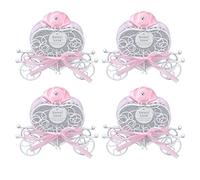 4PCS Wedding Candy Box, Heart Shaped Tinplate Candy Container, Romantic Hollow Design with Exquisite Workmanship, Elegant Gift Box for Wedding Party Favors, Valentines Day Celebrat (Pink)