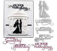 4PCS Wedding Dies for Card Making Bride and Groom On Your Special Day,Happy Anniversary On your Wedding Day Alphabets Metal Cutting Dies for DIY Scrapbooking Paper Crafting Handmade Crafts Wedding Dec
