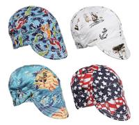 4Pcs Welding Caps, Cotton Welding Hats, Welders Caps with Sweat-absorbing Mesh Liner, Breathable Welding Hats with Elastic Ring for Welders Electricians Power Station Workers