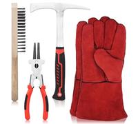 4Pcs Welding Slag Removal Tool Set, Welding/Chiseling Hammer, with Forged Steel Construction and Shock-Absorbing Handle, Welding Slag Removal Tools for Cleaning and Slag Removal