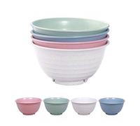 4PCS Wheat Straw Cereal Bowls, Lightweight Unbreakable Noodle Fruit Soup Rice Bowls Dishwasher Microwave Safe Bowl Sets, Earth Tone