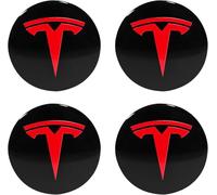 4Pcs Wheel Centre Caps for Tesla Model 3 S X Y 2015-2022-56mm, Hub Stickers Alloy Rim Logo Badge Cover Auto Tuning Exterior Accessories Decoration Set,Red