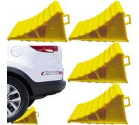 4Pcs Wheel Chocks, Portable & Non-Slip Plastic Chock Blocks with Handle, Heavy Duty Tire Blocks, Car Stopper for Car, Trailer, Caravan, Motorhome Wheel Chocks Tire Chock