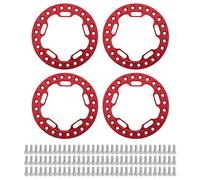 4pcs Wheel Outer Beadlock, Replacement Wheel Beadlock s for 1/10 RC Cars, 1.9 Inch Aluminum y, CNC Macd Glue Hub for (Red)