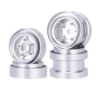 4Pcs Wheels Hub Rims Wheel Rims for Tamiya Sand Scorcher/Frog/Fighting Buggy/Grasshopper/Superchamp Aluminum 1/10 RC Car Chassis Upgrade Parts (Silver)